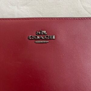 Coach Red Leather Zip Clutch